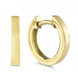 Image for Yellow Gold Square Edge Huggie Hoop Earrings, 12.5 mm