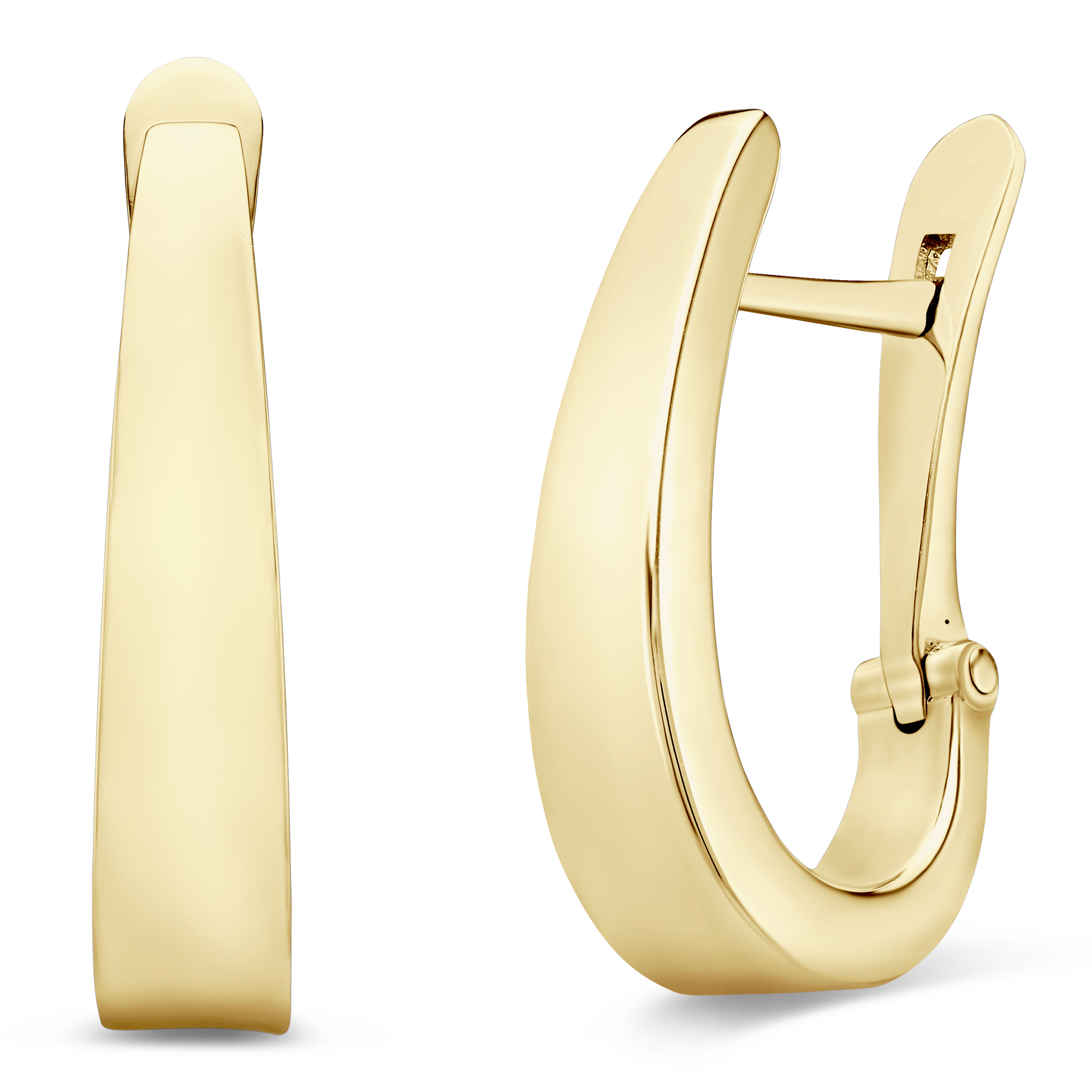 Yellow Gold Tapered J Hoop Earrings