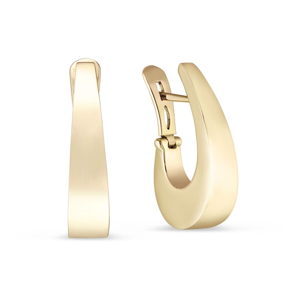 14K Yellow Gold Tapered J Hoop Earrings
