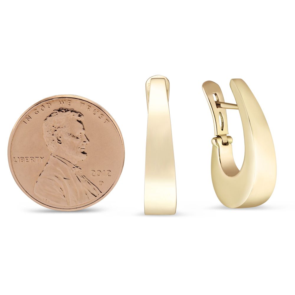 14K Yellow Gold Tapered J Hoop Earrings