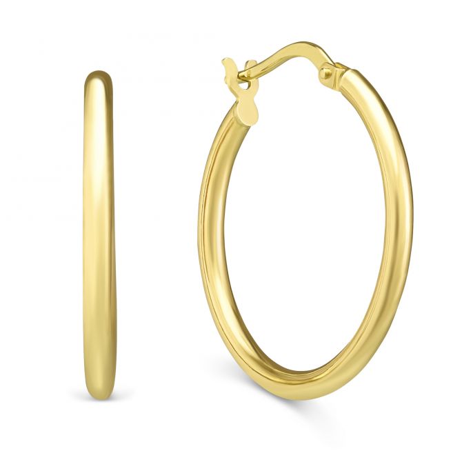 Yellow Gold Hoop Earrings, 23 mm