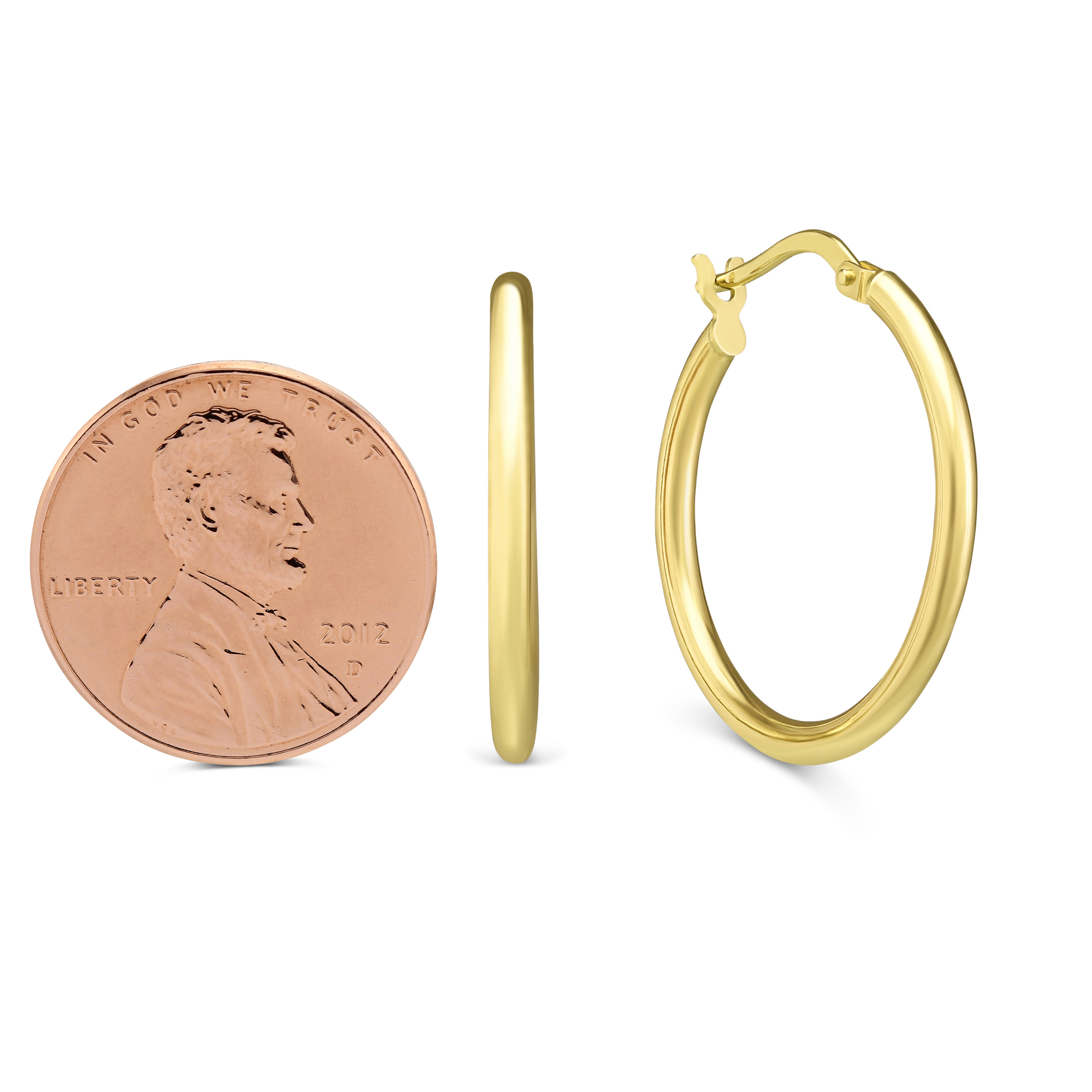 Yellow Gold Hoop Earrings, 23 mm