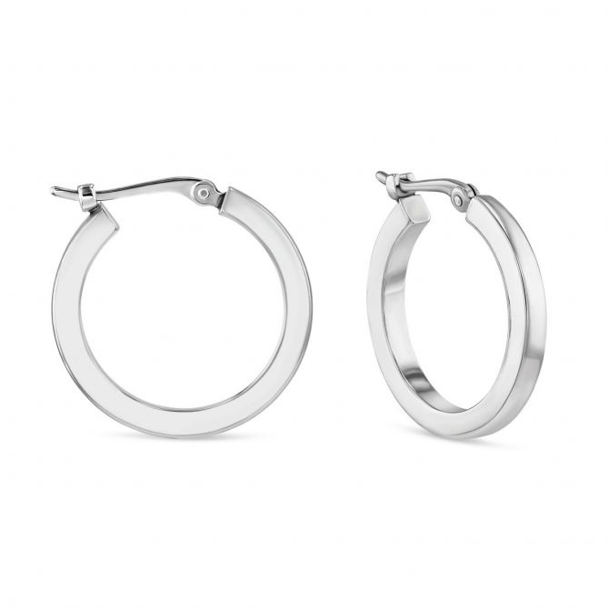 S.Michael Designs Stainless Steel 25MM Flat Sq Round Hoop Earring S.Michael Designs Stainless Steel 25MM Flat Sq Round Hoop Earring