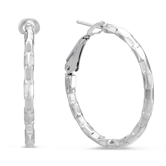 14k White Gold Engraved Large Hoop Earrings Borsheims