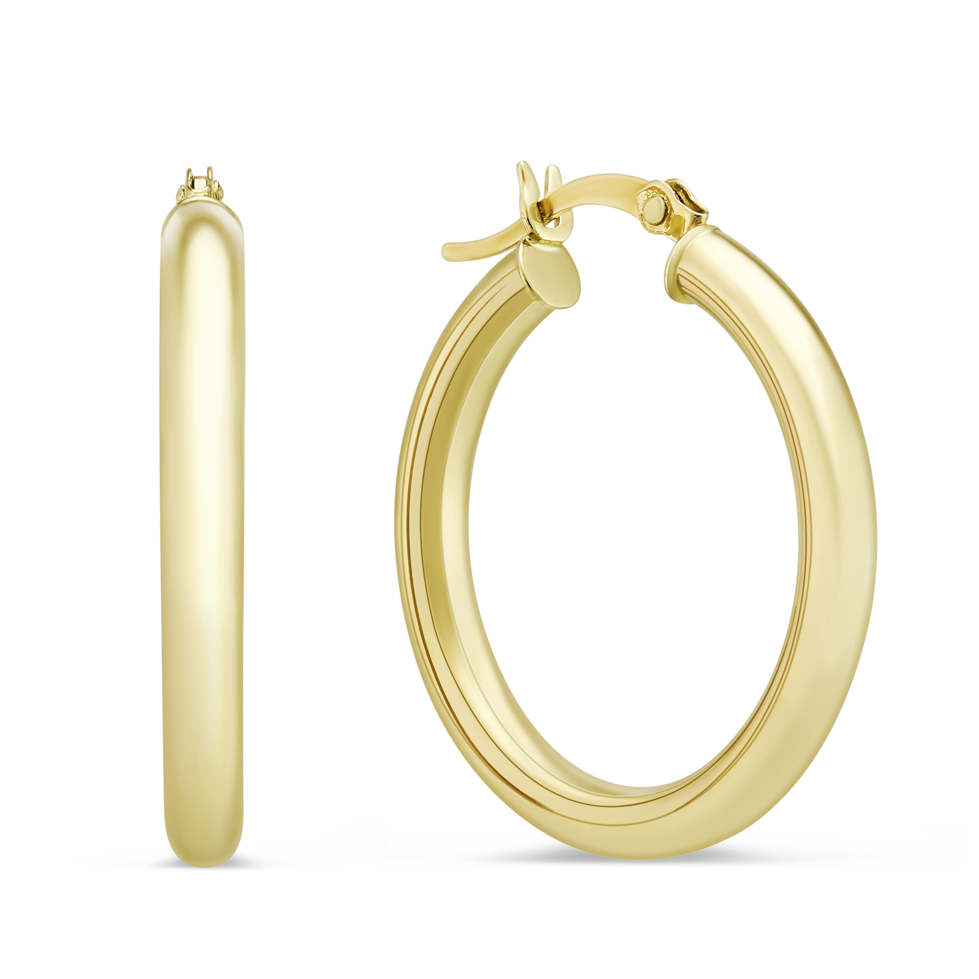 14K Yellow Gold Hoop Earrings, 25mm