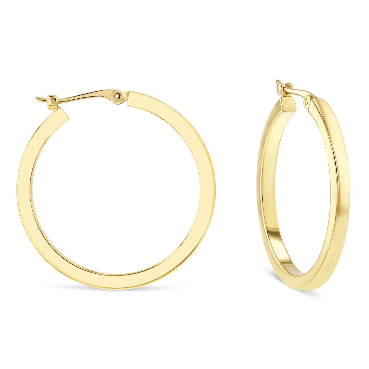 gold square tube hoop earrings