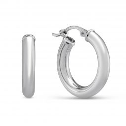 Image for White Gold Tube Hoop Earrings, 3x18mm