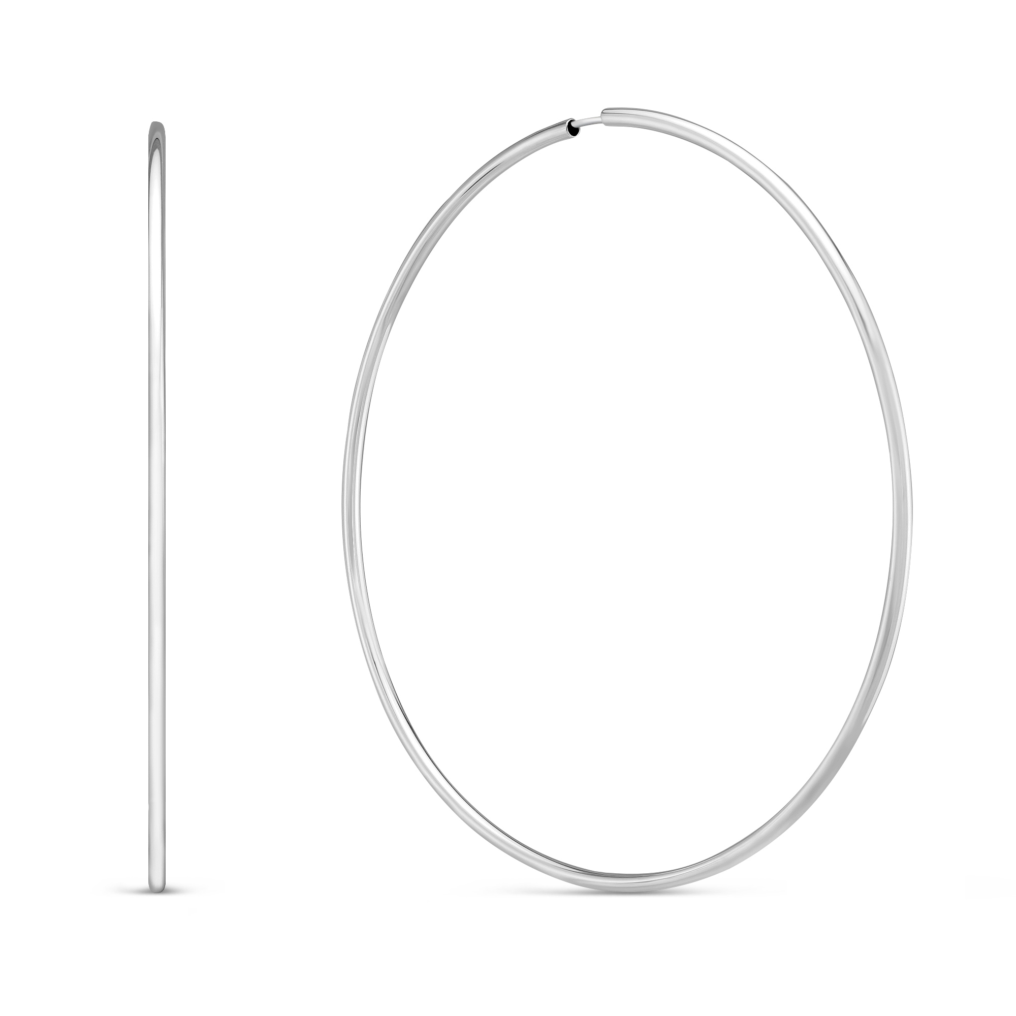 14k White Gold Endless Hoop Earrings 1 5x60mm Borsheims 14k White Gold Endless Hoop Earrings 1 5x60mm