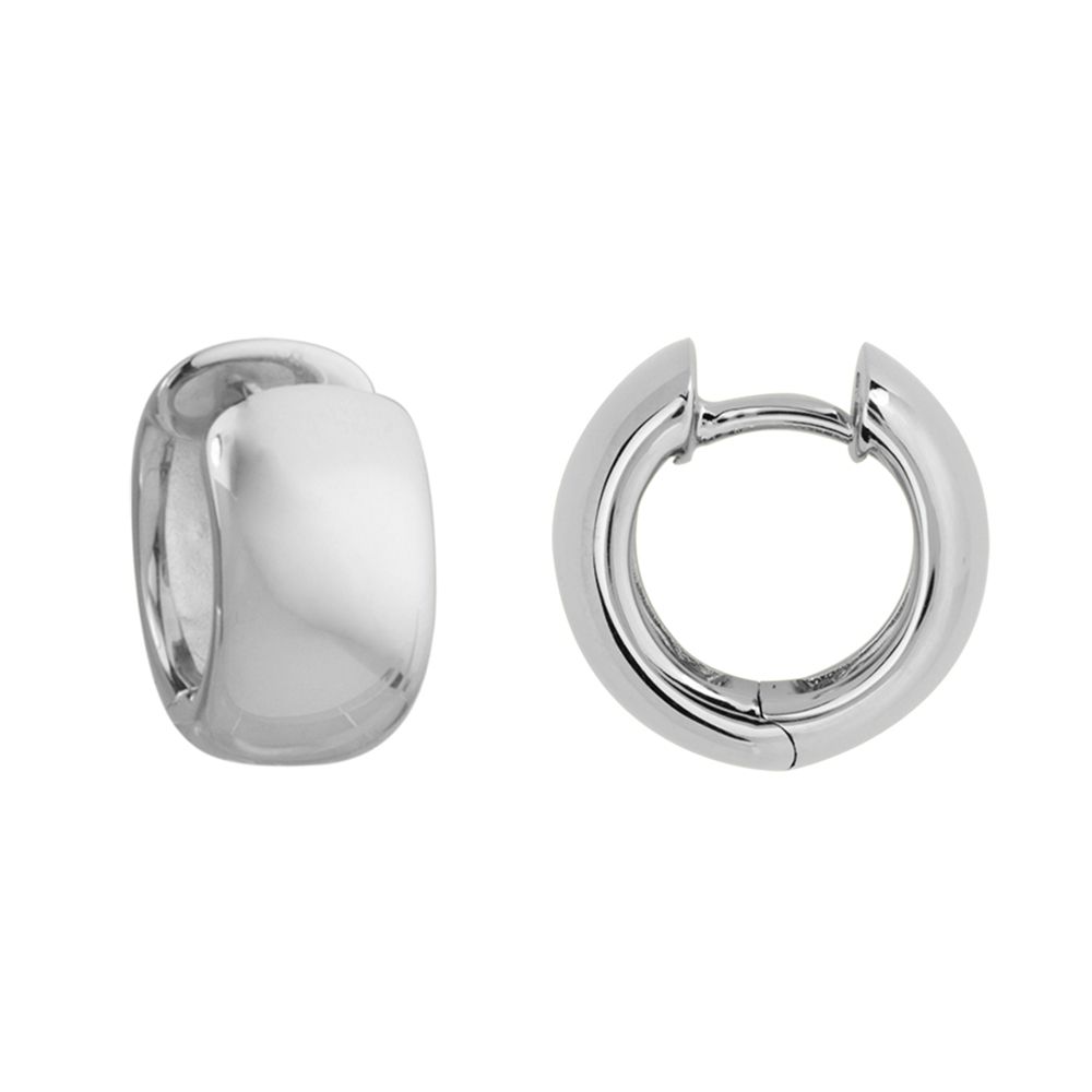White Gold Hinged Hoop Earrings, 16 mm