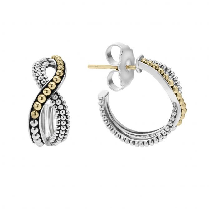 LAGOS Sterling Silver & 18K Yellow Gold Inifinity Hoop Twist Earrings