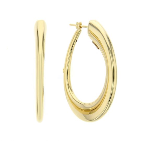 Roberto Coin 18k Yellow Compressed Oval Oro Clic Hoop Earrings Roberto Coin 18k Yellow Compressed Oval Oro Clic Hoop Earrings