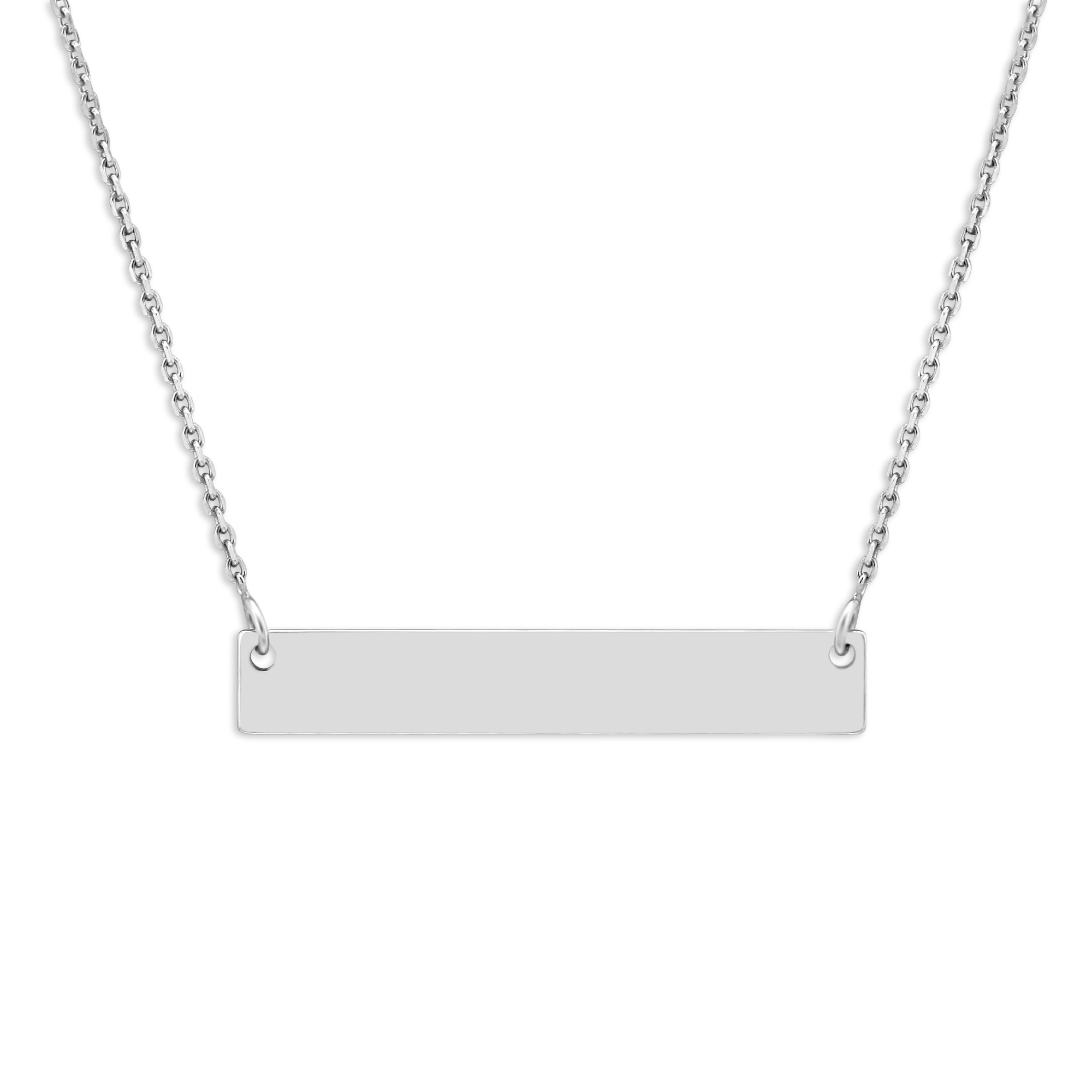 White Gold Name Plate Necklace, 18