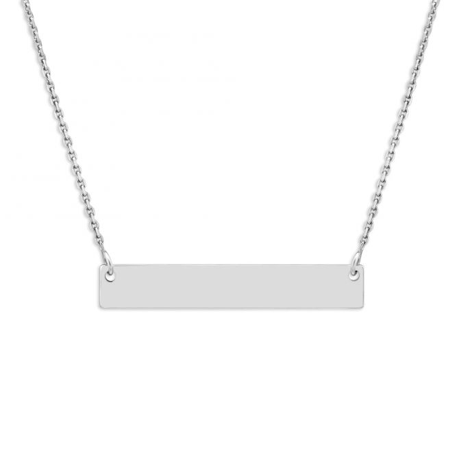 White Gold Name Plate Necklace, 18"