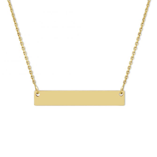 Yellow Gold Name Plate Necklace, 18"