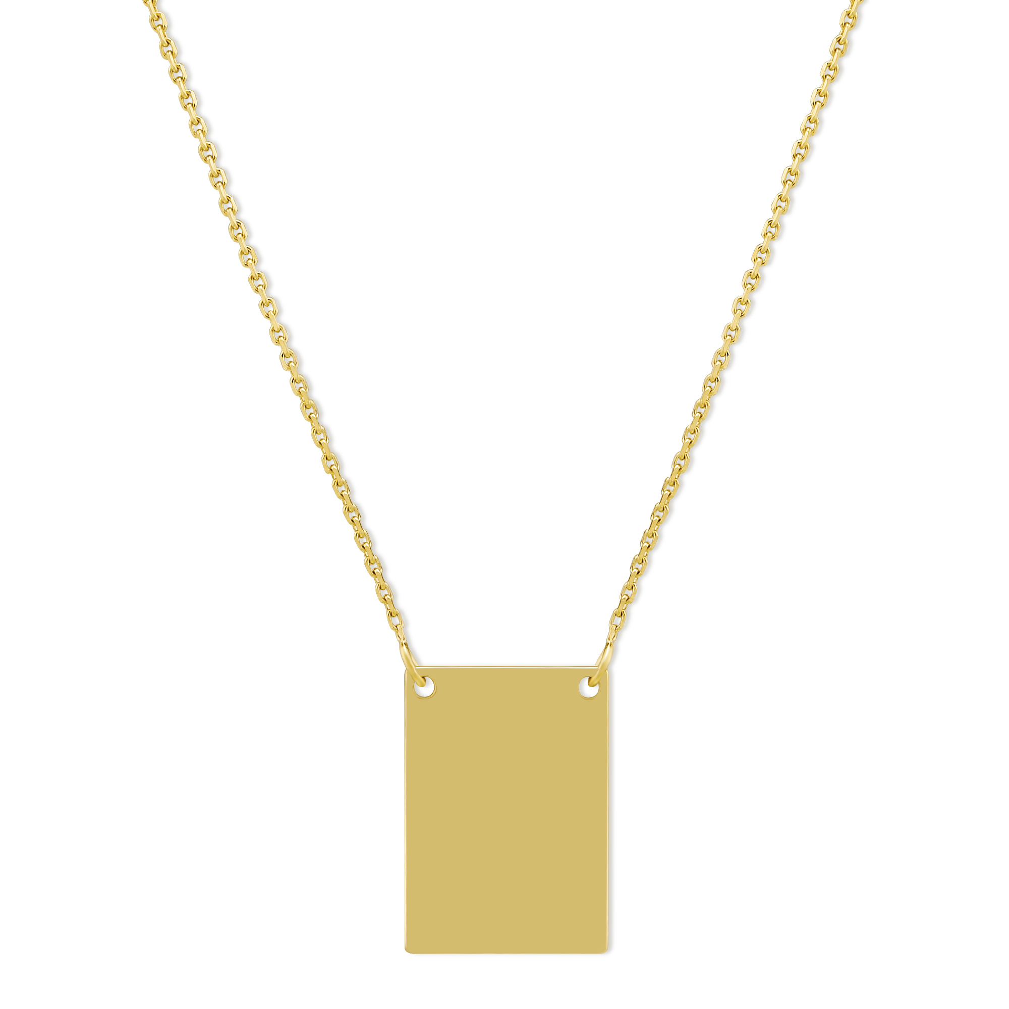 14K Yellow Gold Rectangle Plate Necklace, 18