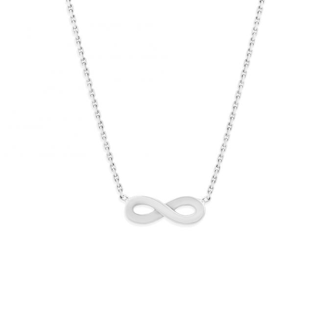 14K White Gold Infinity Necklace, 18"