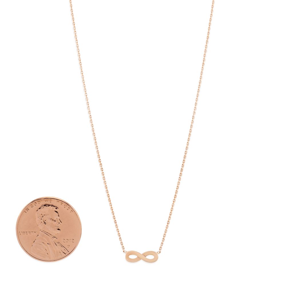 14K Rose Gold Infinity Necklace, 18