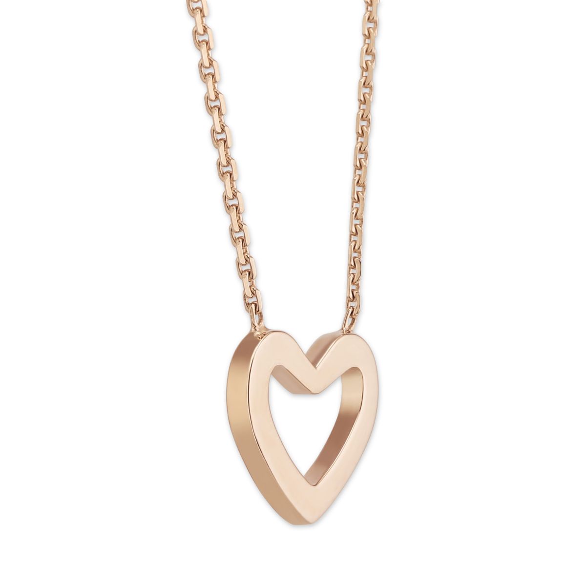 14K Rose Gold Open Heart Pendant, 18