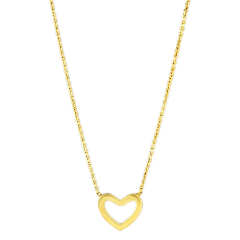 Yellow Gold Open Heart Pendant, 18