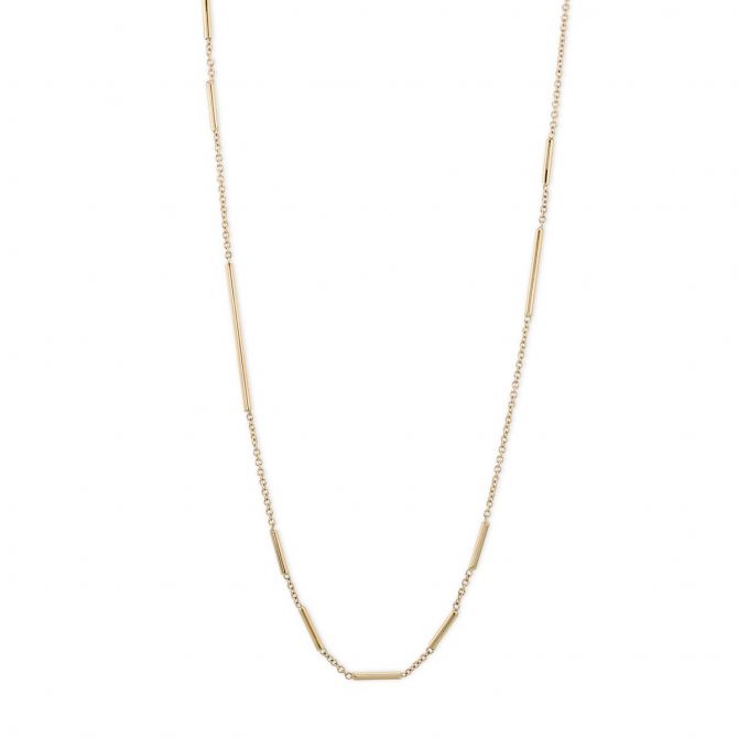 18K Rose Gold Tube Link Necklace, 35"