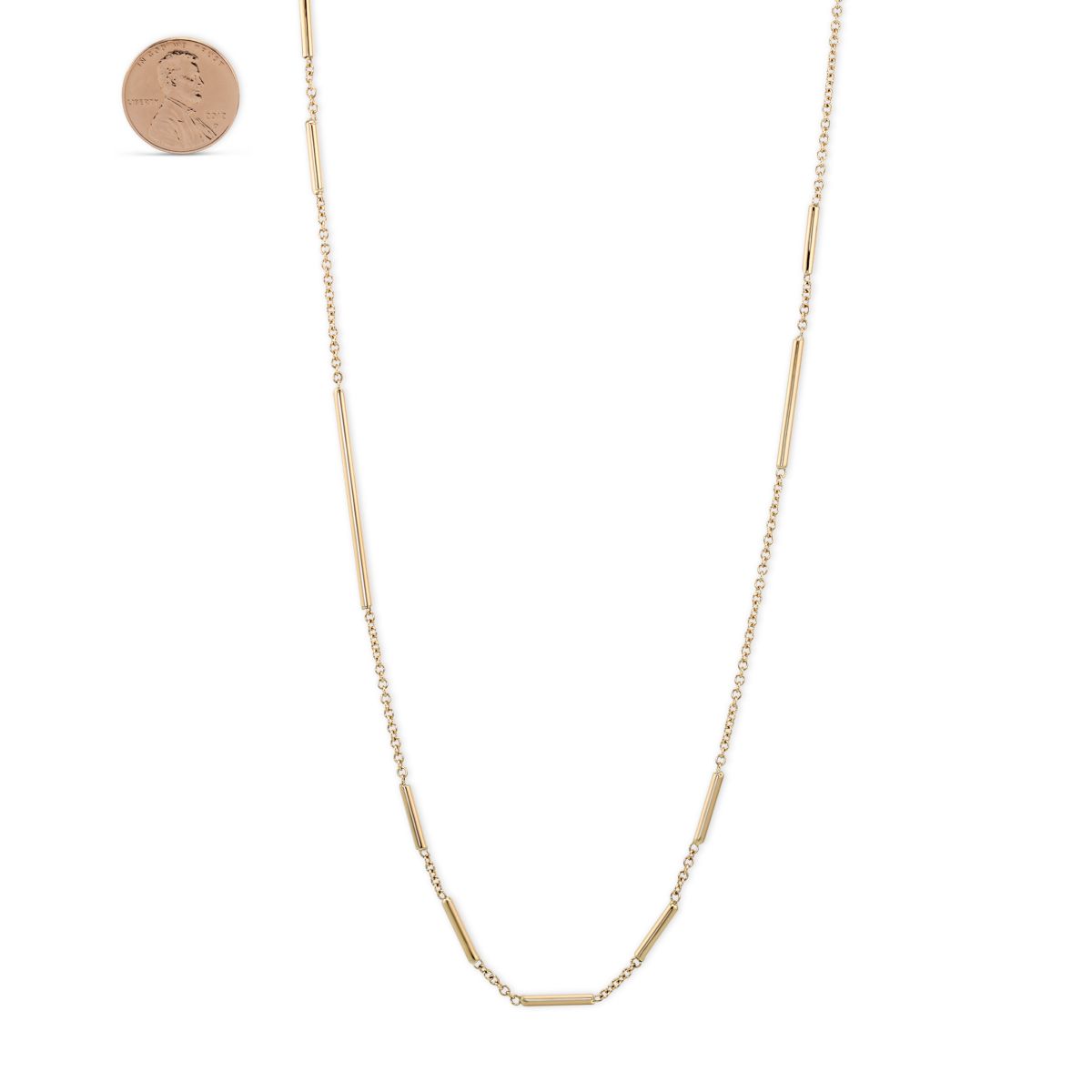 18K Rose Gold Tube Link Necklace, 35