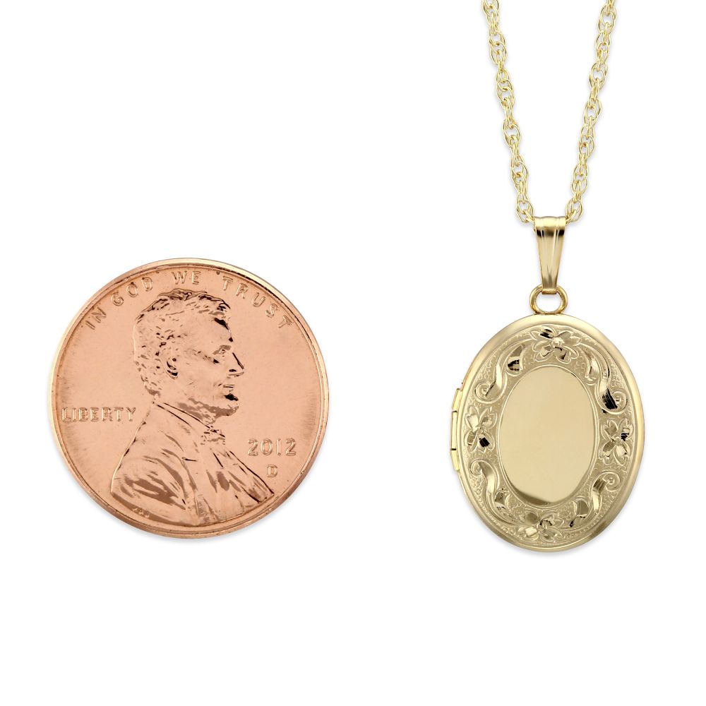 14K Yellow Gold Oval Locket, 18