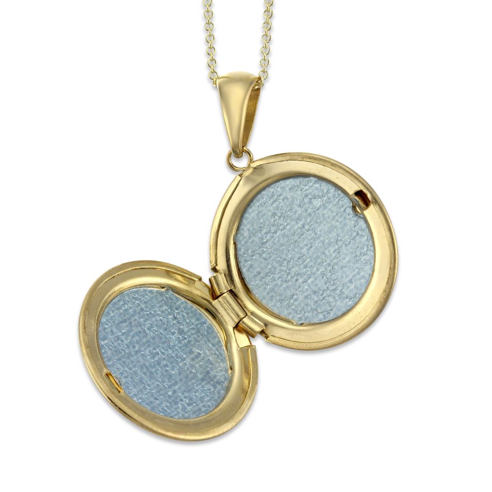 14K Yellow Gold Engraved Locket with Chain, 16-18