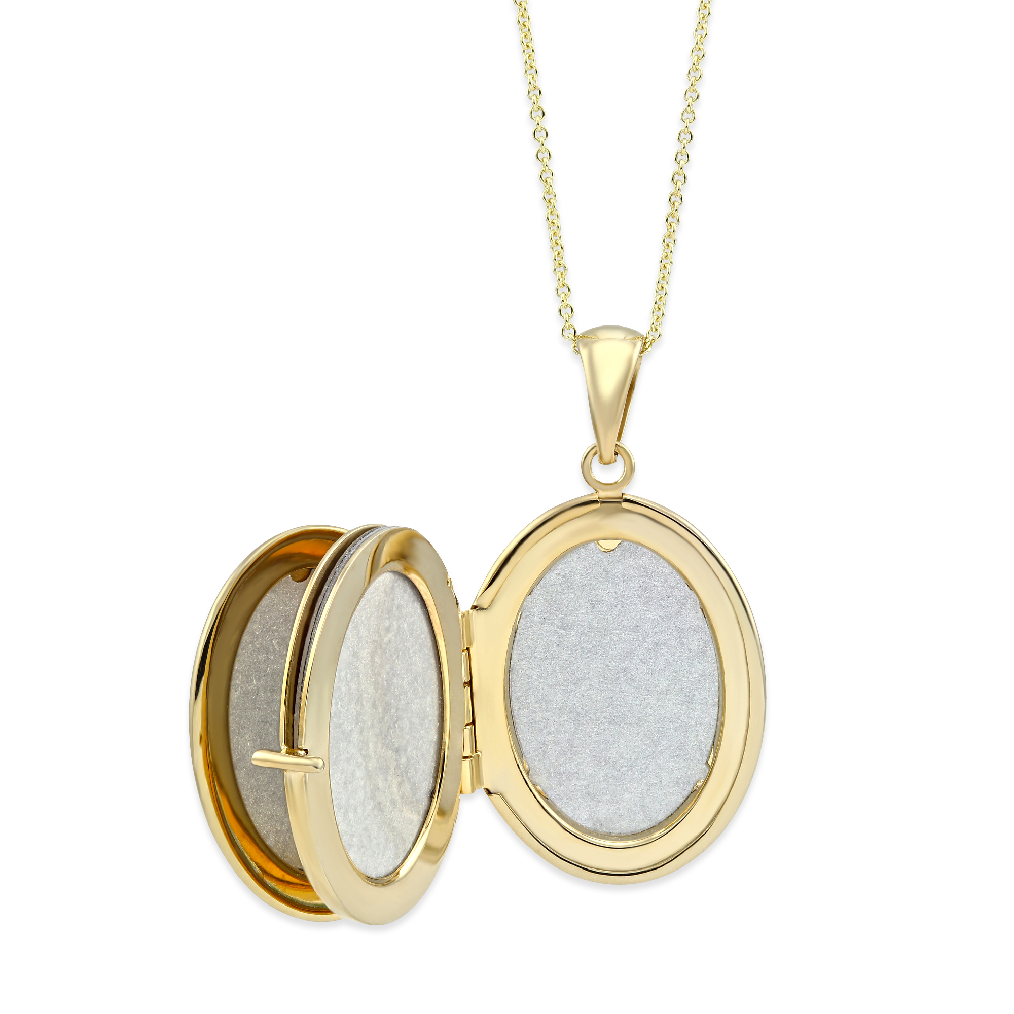 14K Yellow Gold Oval Engraved 4 Picture Locket, 18