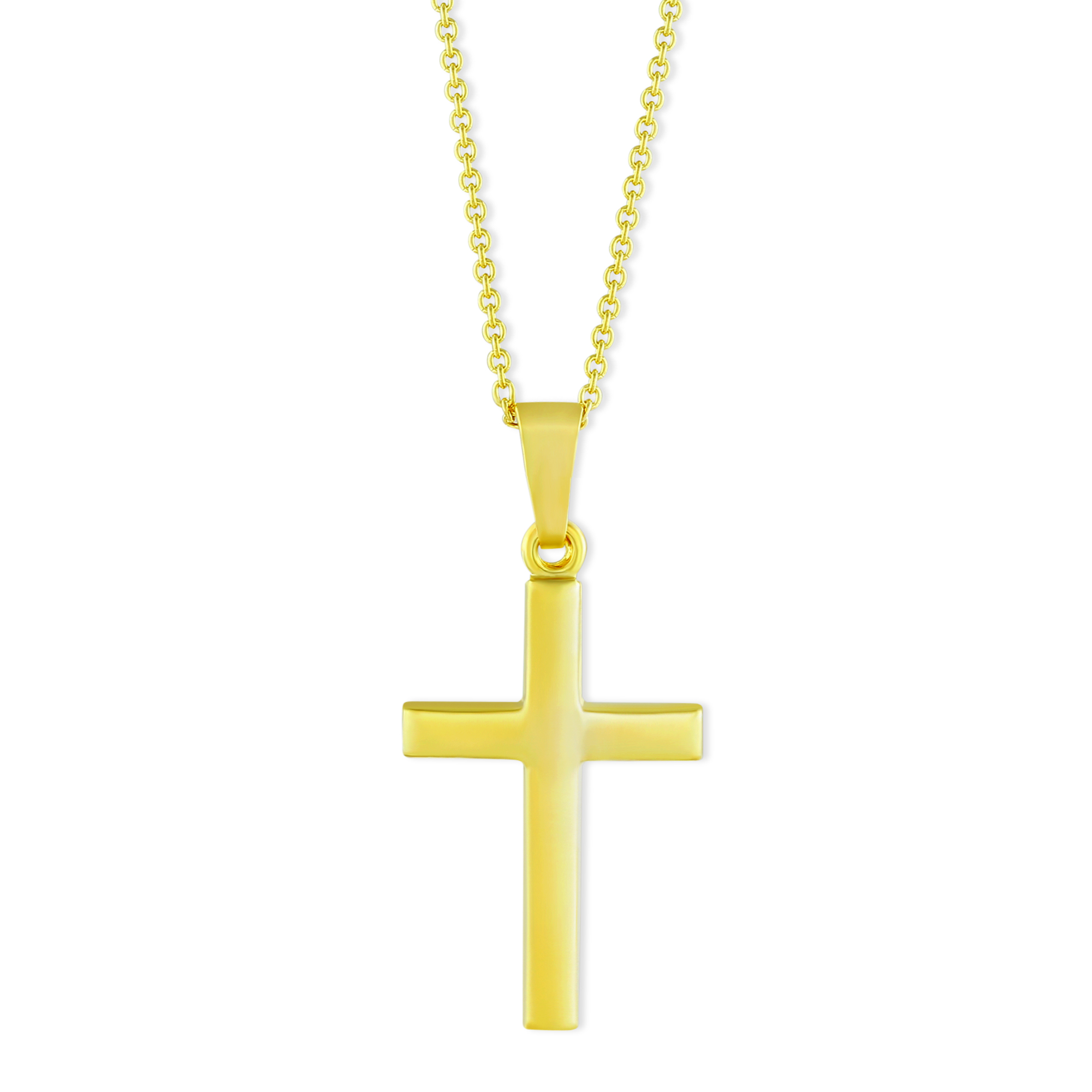 14K Yellow Gold Cross Pendant, 16-18