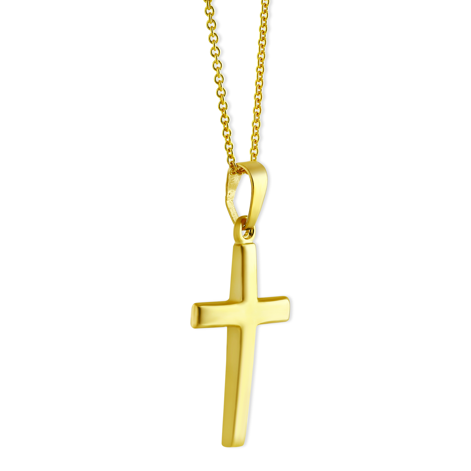 14K Yellow Gold Cross Pendant, 16-18