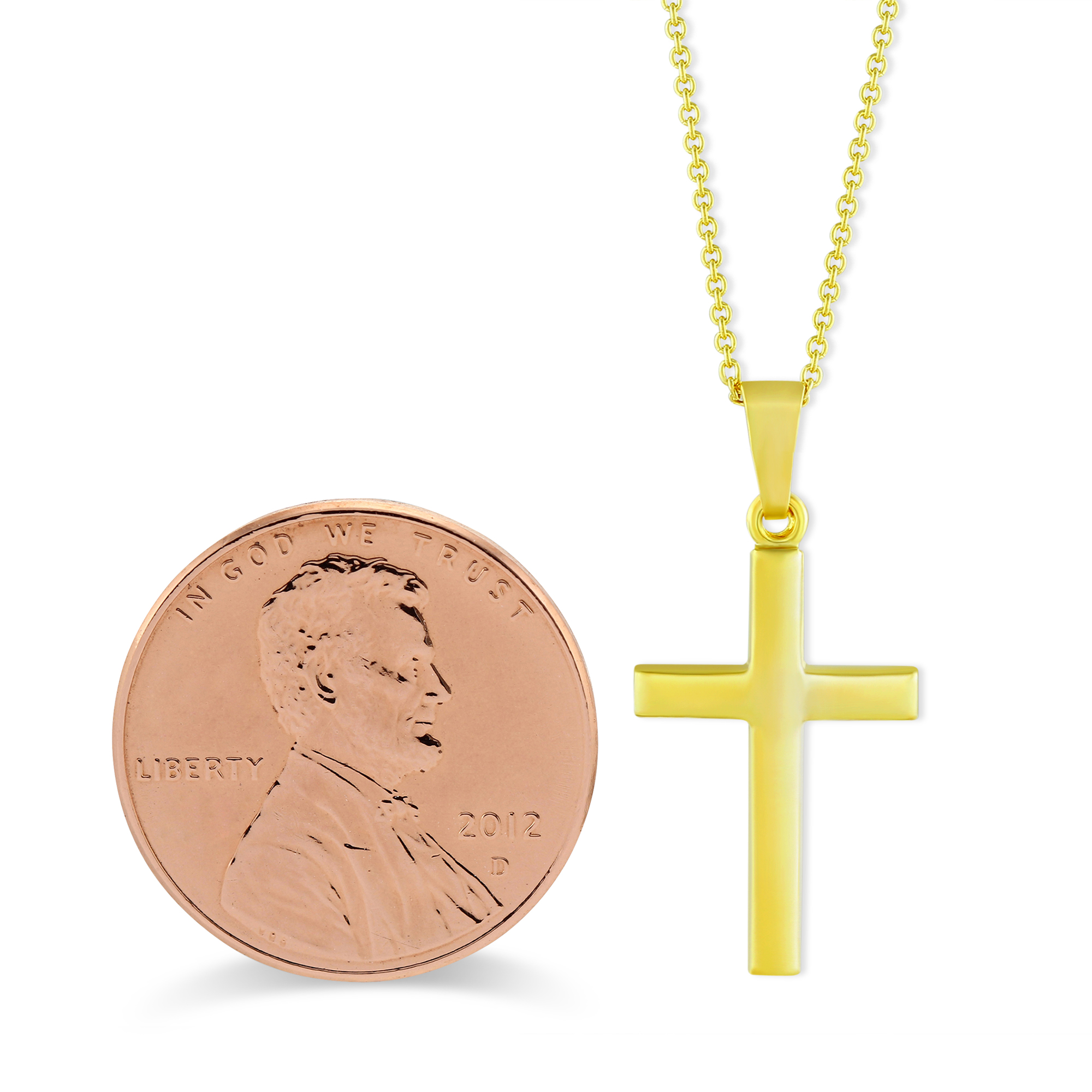 14K Yellow Gold Cross Pendant, 16-18
