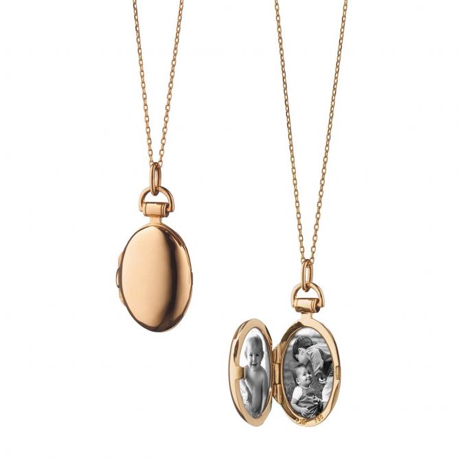 Monica Rich Kosann 18K Rose Gold "Anna" Petite Locket, 17"