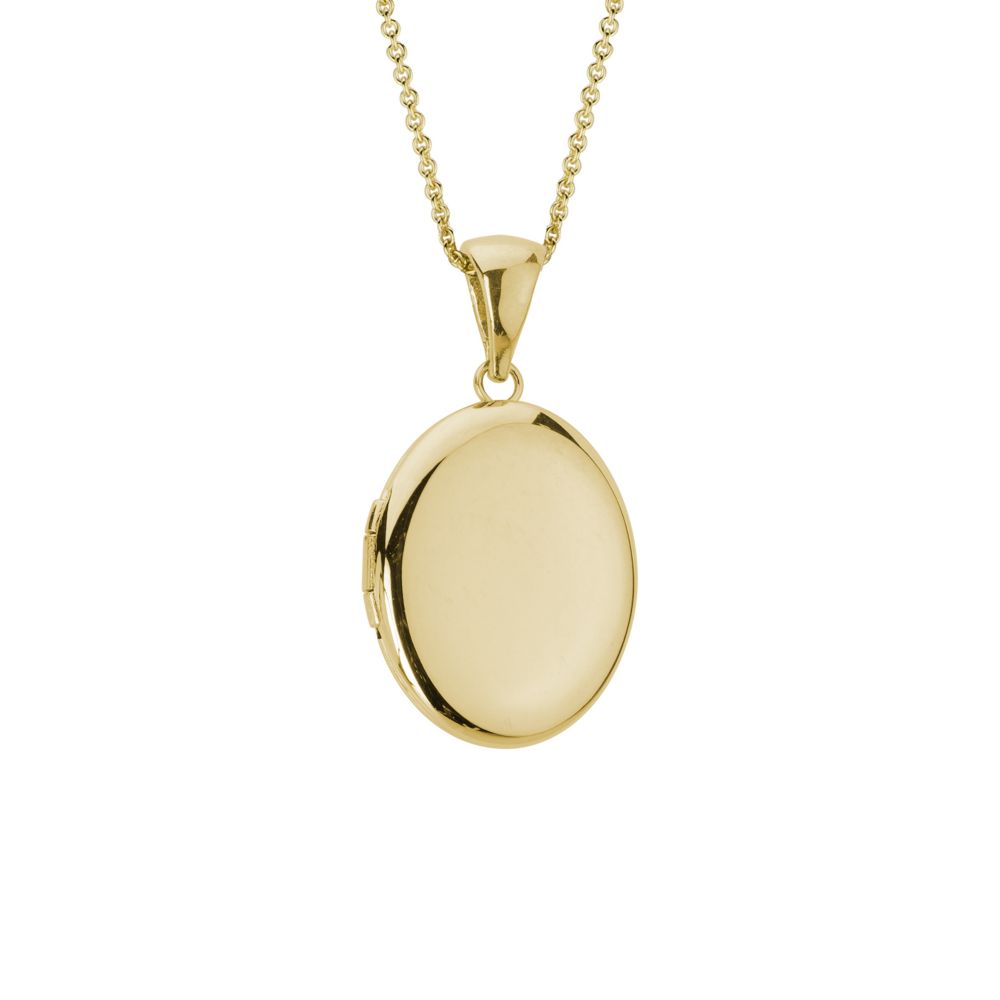 Yellow Gold Plain Oval Locket, 16-18