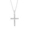 14K White Gold Square Tube Patterned Cross Pendant