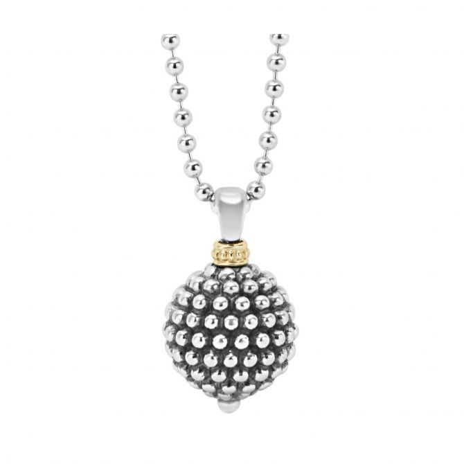 LAGOS Sterling Silver & 18K Yellow Gold Forever Caviar Ball Pendant, 34"