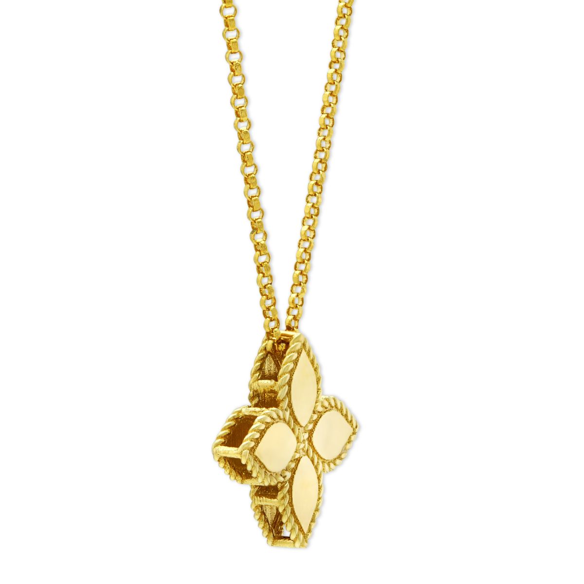 Roberto Coin Princess Flower Yellow Gold Medium Pendant Necklace, 18
