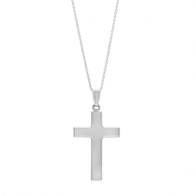 14K White Gold Cross Pendant