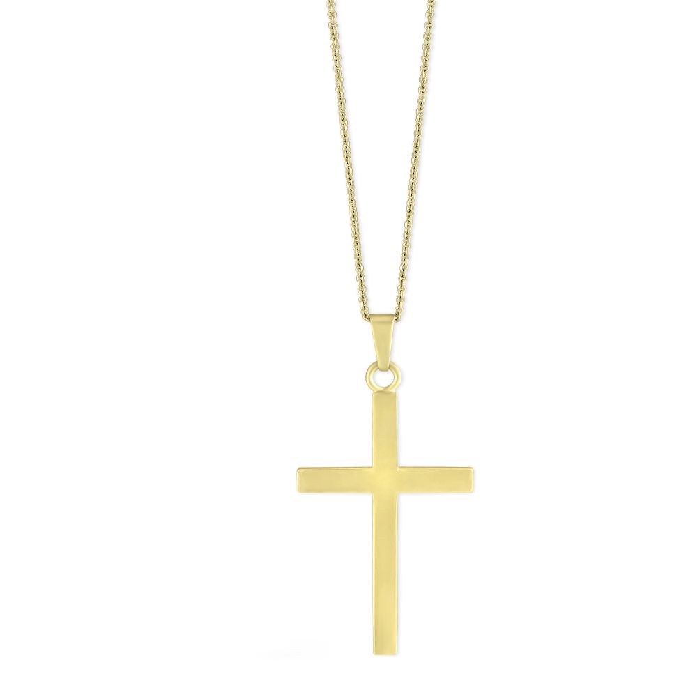 14K Yellow Gold Polished Cross Pendant, 16-18