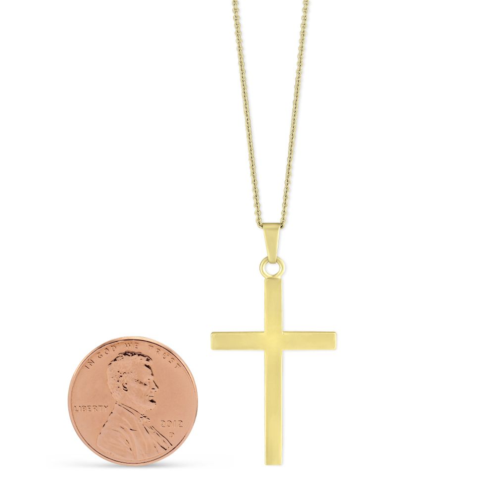14K Yellow Gold Polished Cross Pendant, 16-18