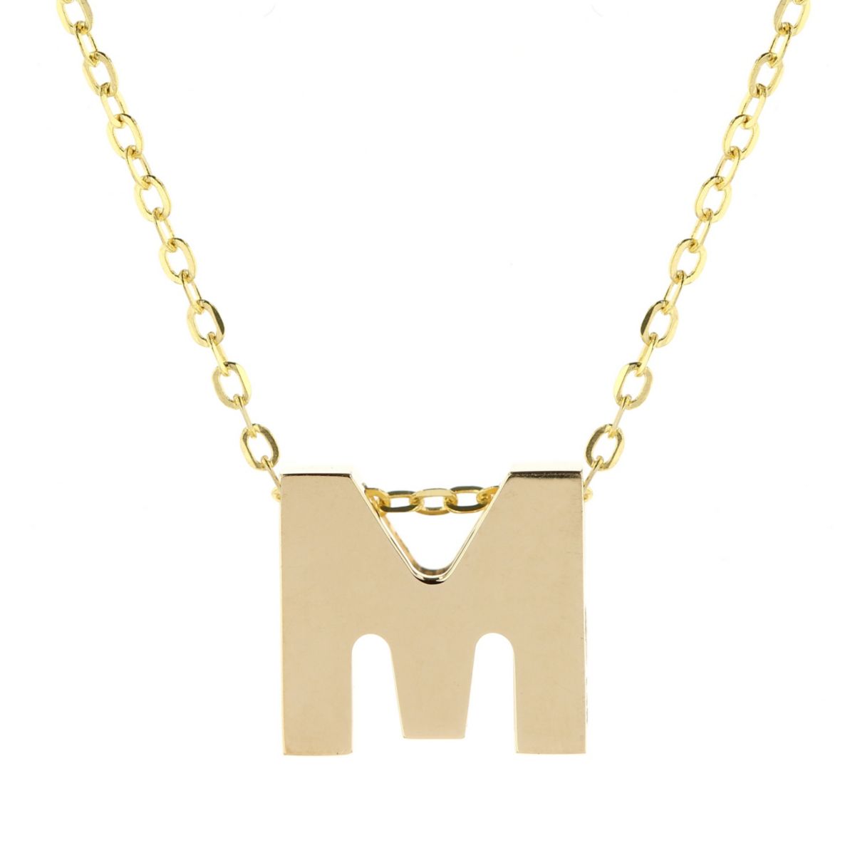 14K Yellow Gold Initial M Pendant, 18" Borsheims