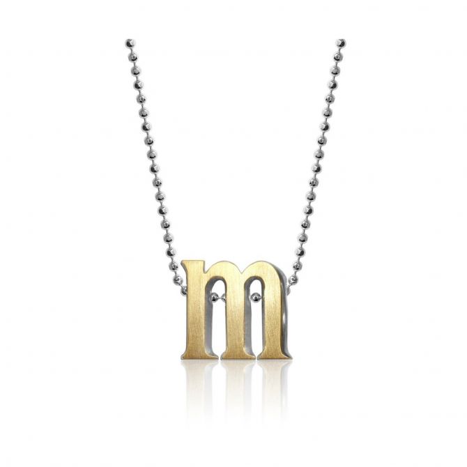 Alex Woo 18K Yellow Gold & Sterling Silver Little Fusion Letter M Pendant, 18"