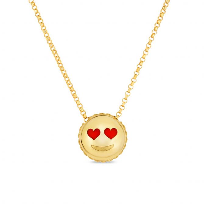 Roberto Coin Tiny Treasures Yellow Gold Love Emoji Pendant/Necklace, 18"
