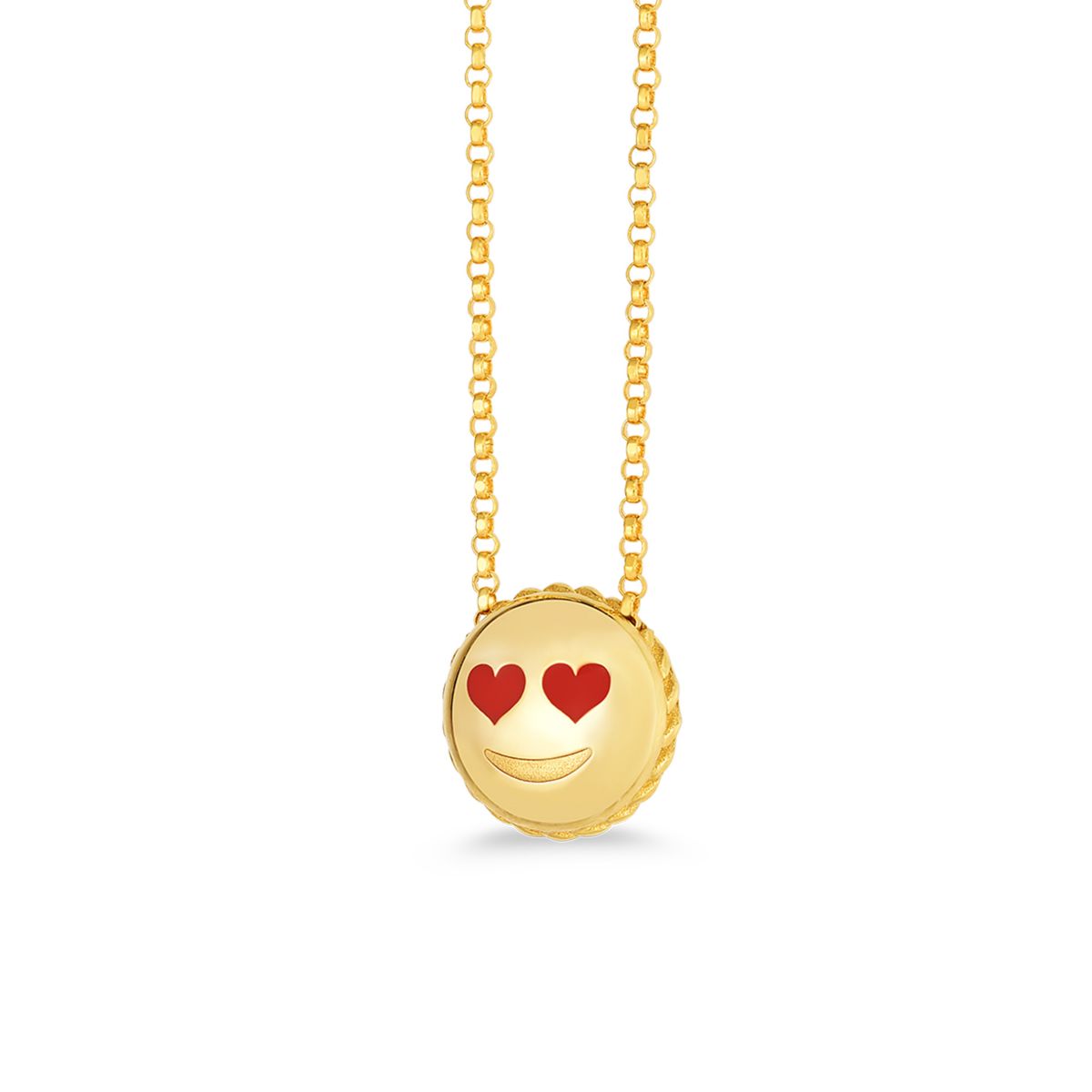 Roberto Coin Tiny Treasures Yellow Gold Love Emoji Pendant/Necklace, 18