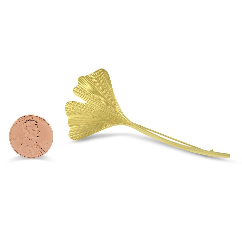 14K Yellow Gold Gingko Leaf Pin