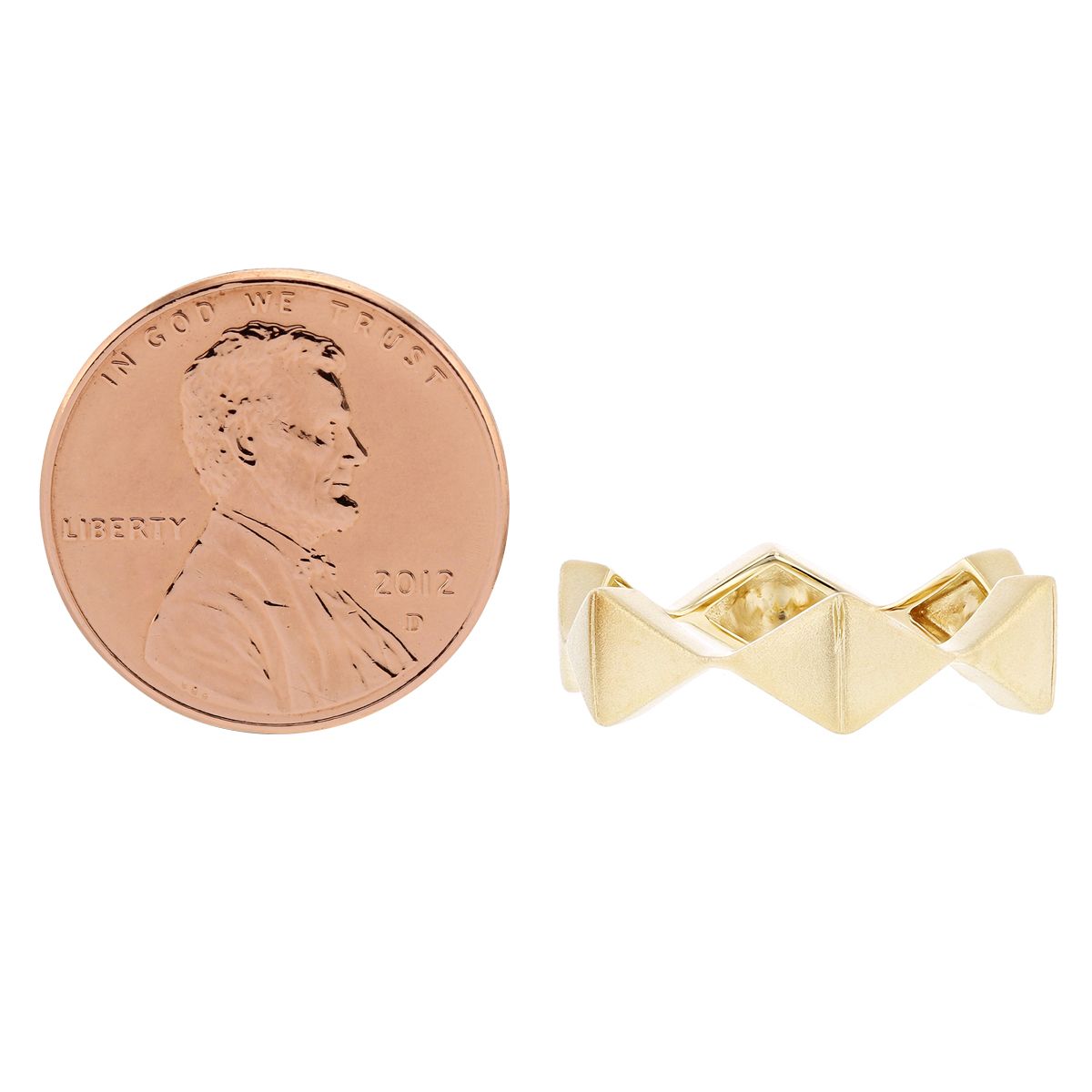 Doves 18K Yellow Gold Matte Triangle Ring