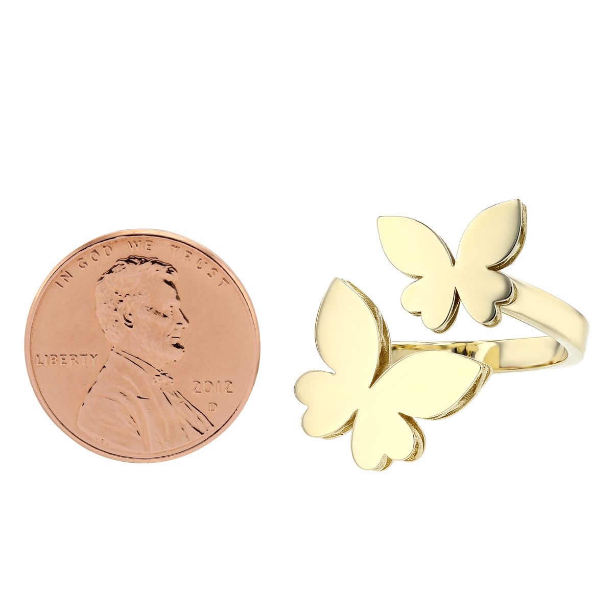 Roberto Coin 18K Yellow Gold Double Open Butterfly Princess Mariposa Ring, Size 6.5