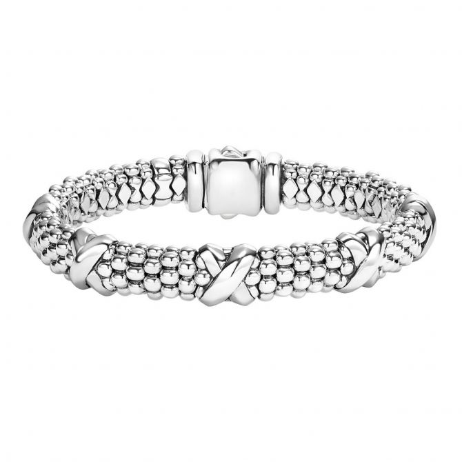 LAGOS Sterling Silver Signature Caviar Beaded X Bracelet, 7"