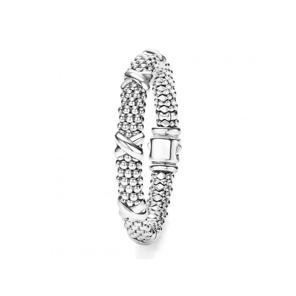 LAGOS Sterling Silver Signature Caviar Beaded X Bracelet, 7