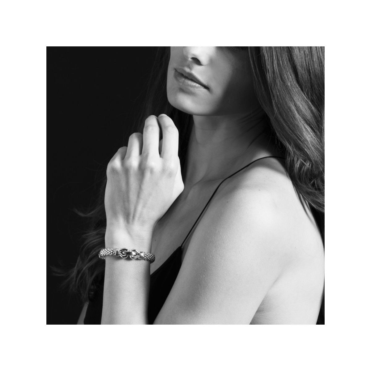 LAGOS Sterling Silver Derby Caviar Buckle Bracelet, 7