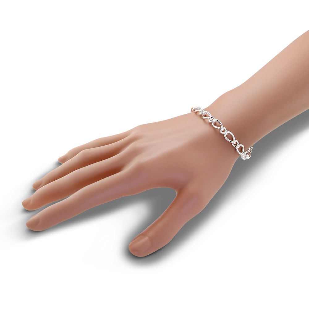 Sterling Silver Figaro Link Bracelet, 7